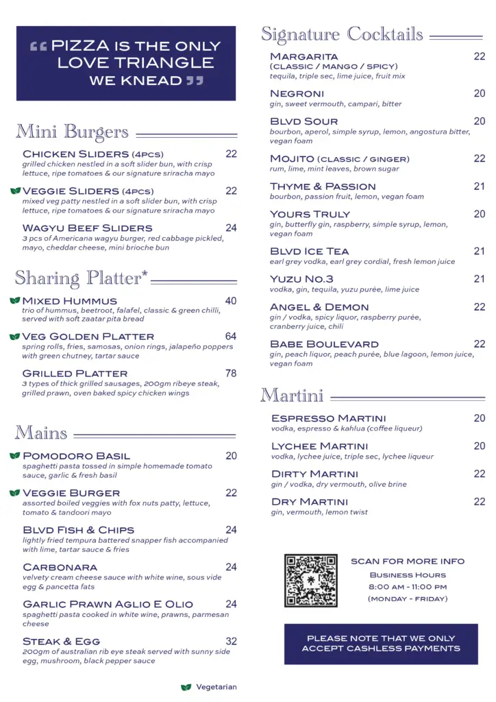 Food & Drinks From Dinner Menu_Blvd Mbfc